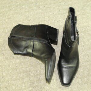 Open Edit Women's Size 7.5 Black Faux Leather Western Styled 2.25" Heeled Boots